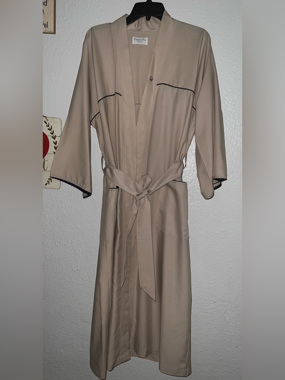 Dior Beige Trench Coat with Black Piping